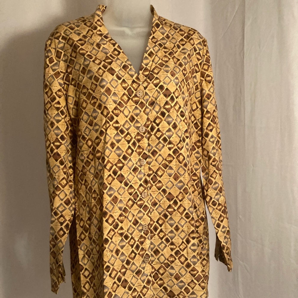 Silk button down blouse medium
